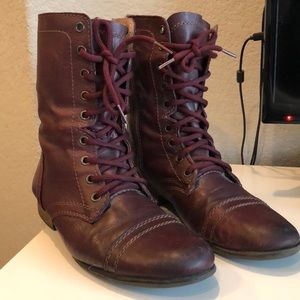 Steve Madden burgundy combat style boot